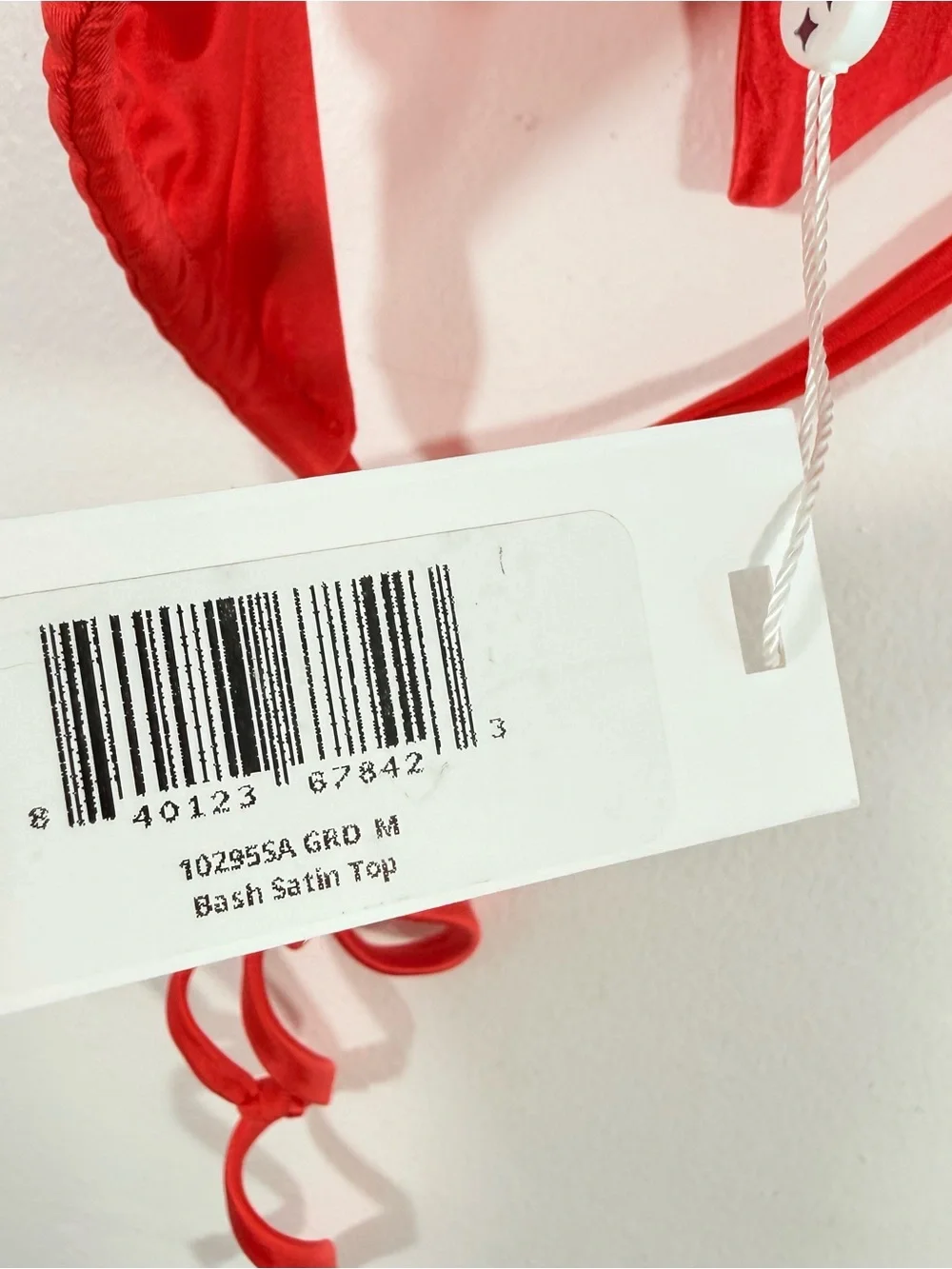 NWT Frankie’s Bikinis Bash Red Satin Twist Wrap Halter Bikini Top Medium New